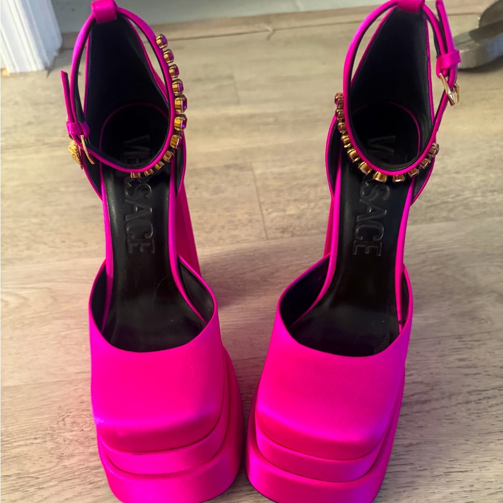 Versace Fuchsia Platform Sandals NWOT